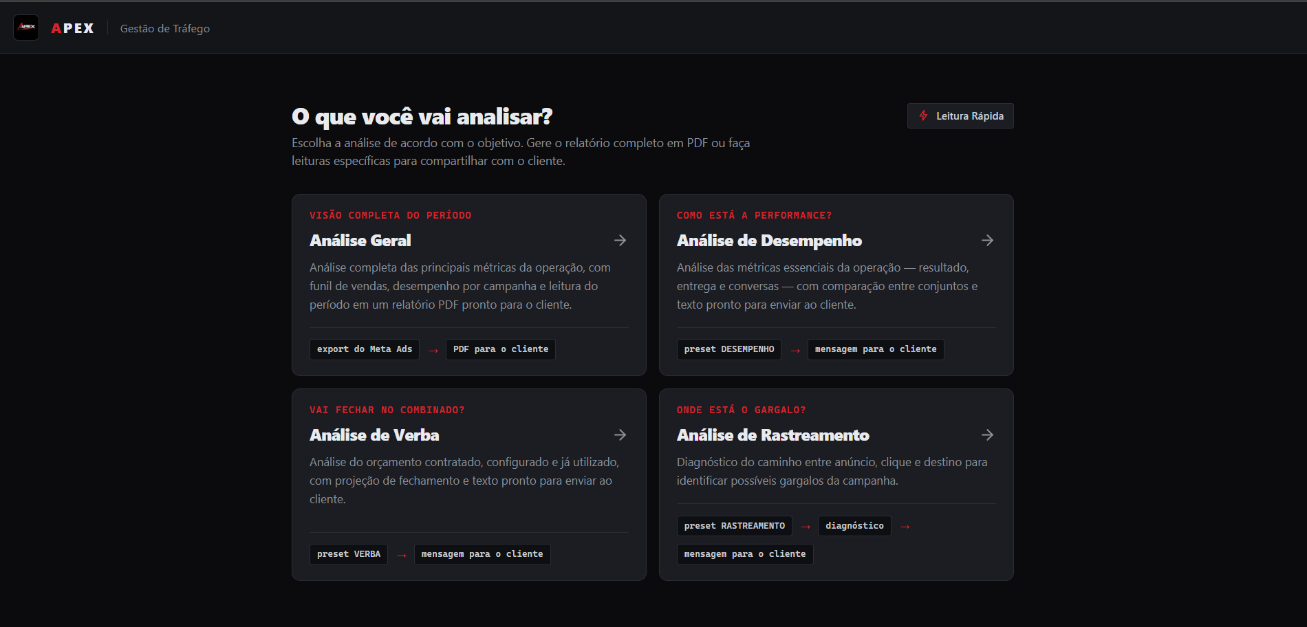Tela do projeto Apex Acelera | Reports
