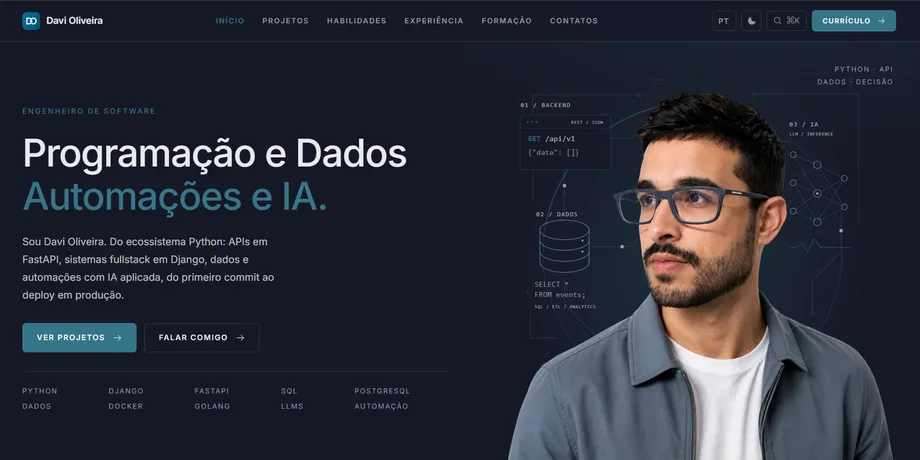 Tela do projeto Portfólio Pessoal
